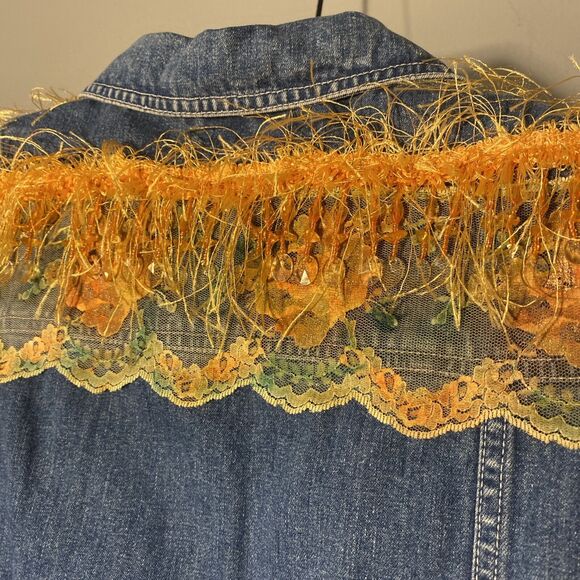 Eddie Bauer Women's Jean‎ Vest Denim Bling WPL - Picture 5 of 6